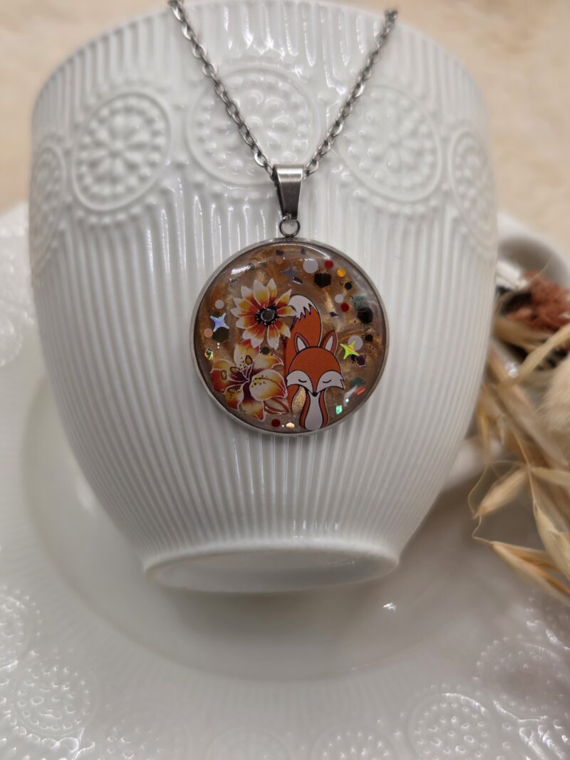 🦊 Pendentif « Renard d’Automne » – Cabochon 25 mm – Image 2