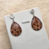 🐆✨ Boucles d’Oreilles Cabochon Gouttes – Bronze Brillant & Motifs Léopard ✨🐆