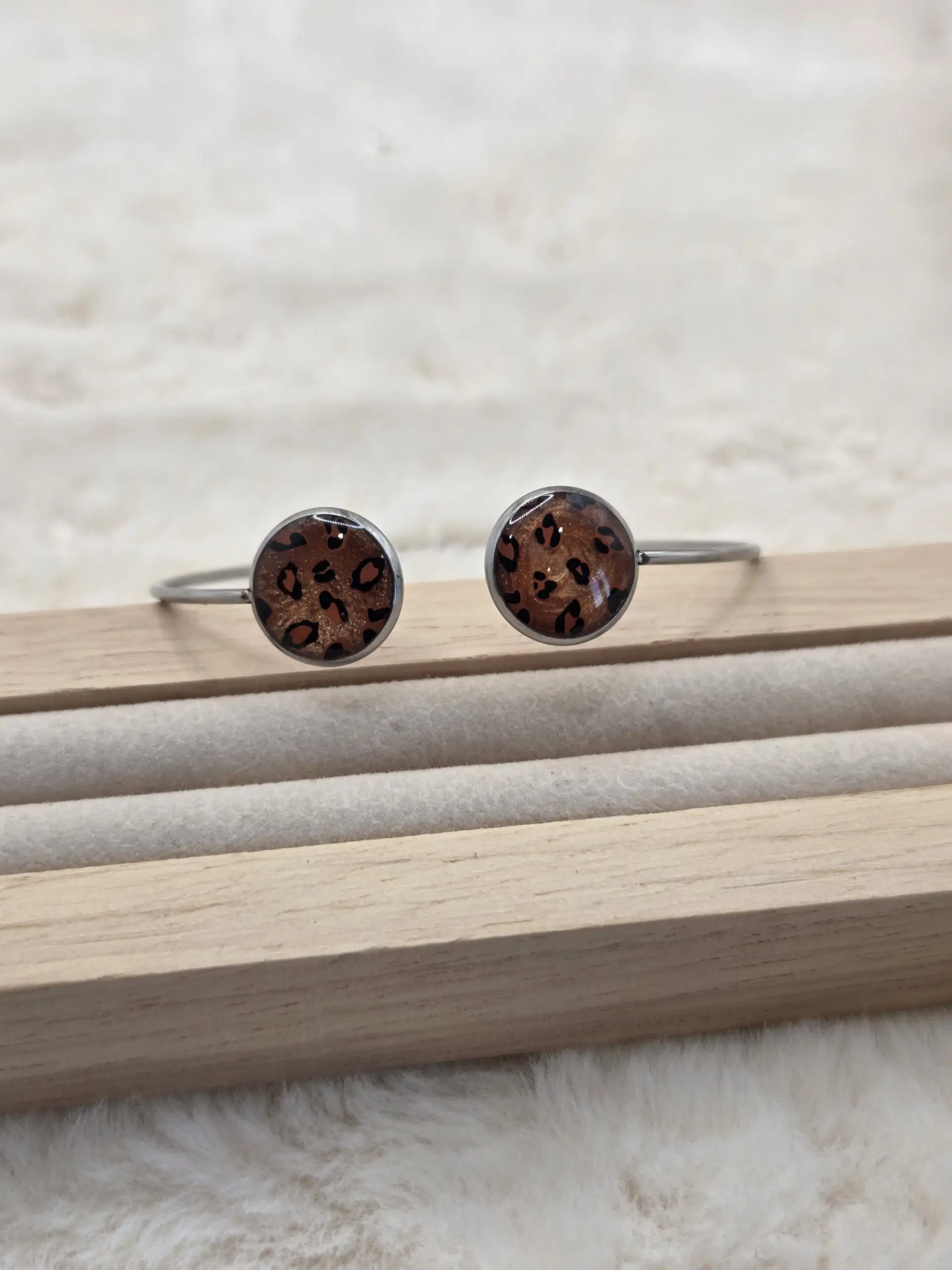 Bracelet rĂ©glable en Acier Inoxydable - Double Cabochons đ