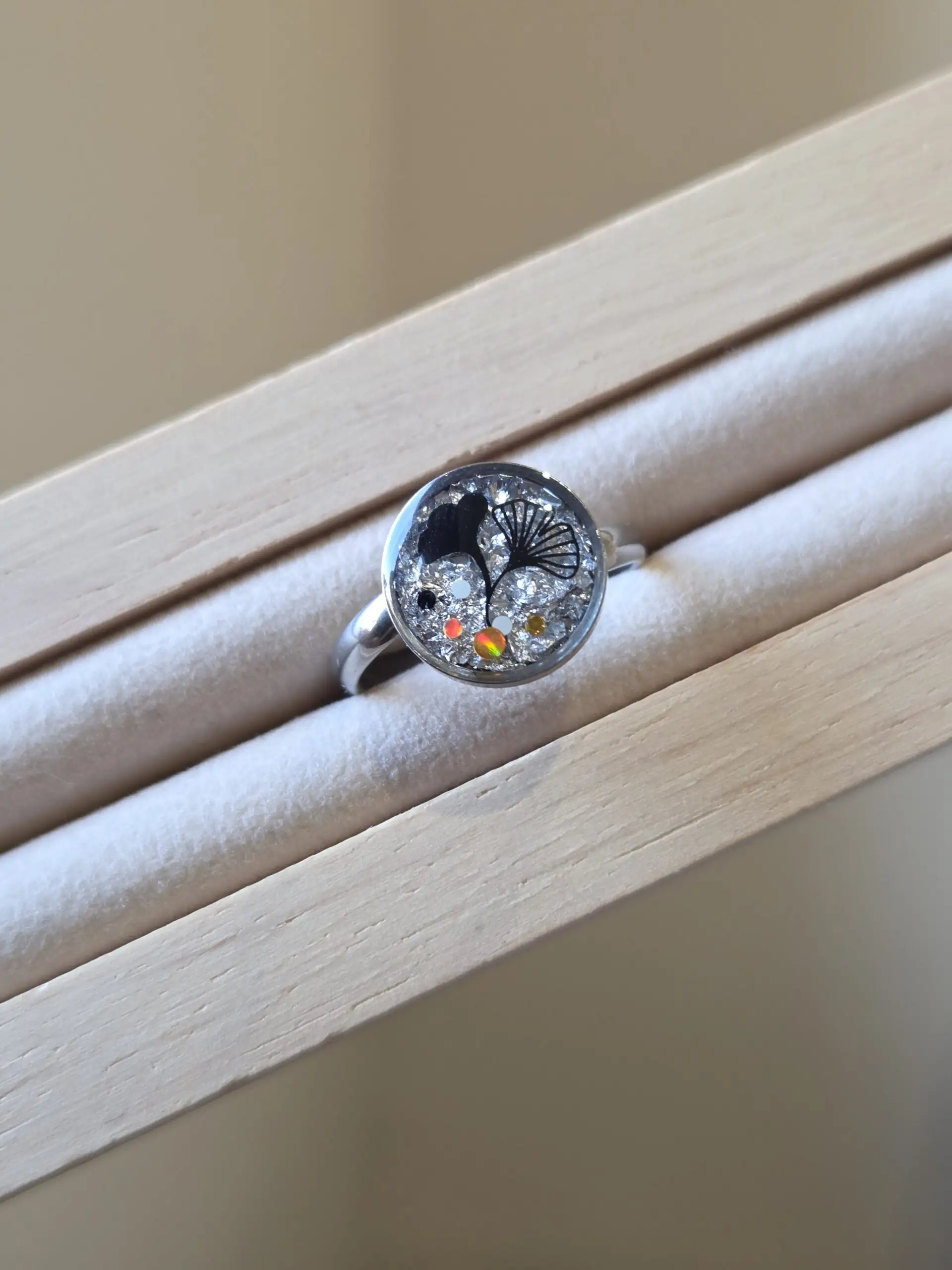 đż Bague Ajustable Ginkgo â ĂlĂ©gance ArgentĂ©e & DĂ©tails Graphiques â Image 2