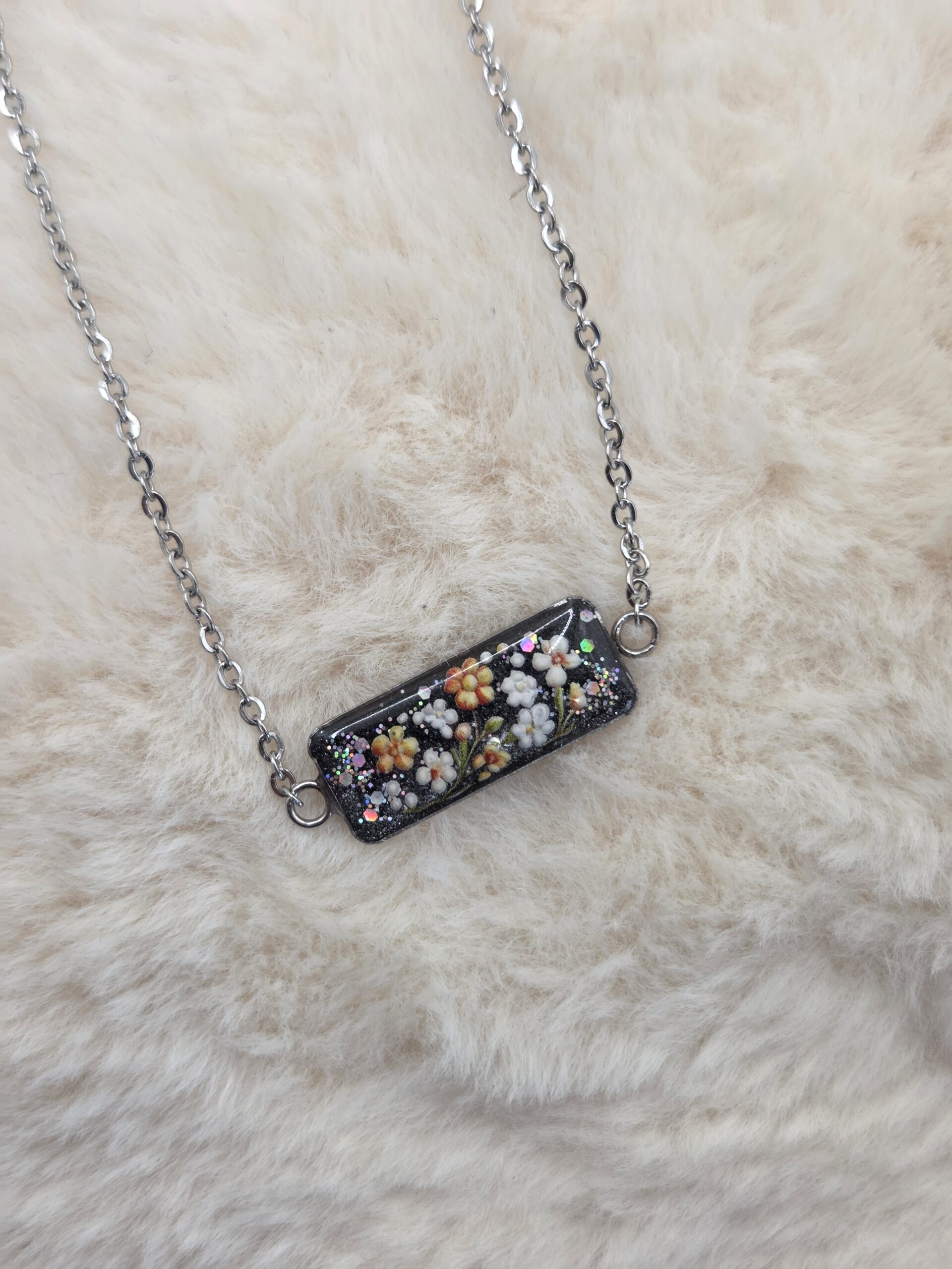 ✨ Collier Barre Fleurie – Élégance Florale & Éclat Scintillant ✨ – Image 2