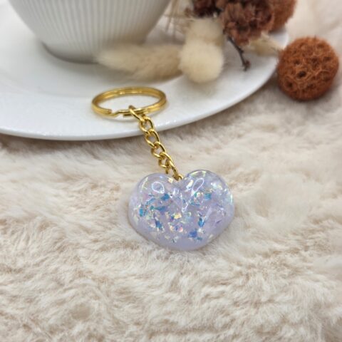 ❤️ Porte-Clé Cœur en Résine – Fait Main