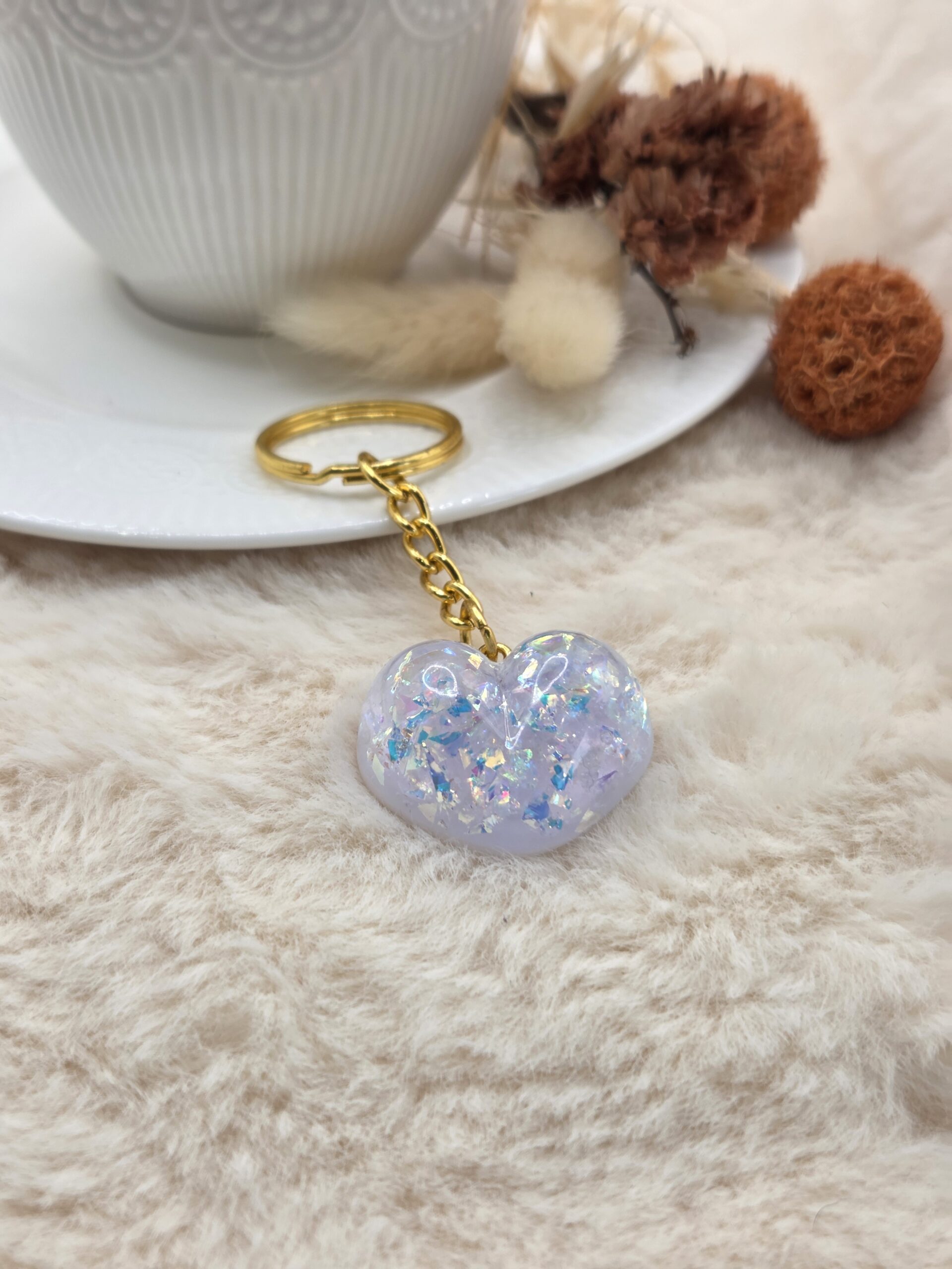 ❤️ Porte-Clé Cœur en Résine – Fait Main