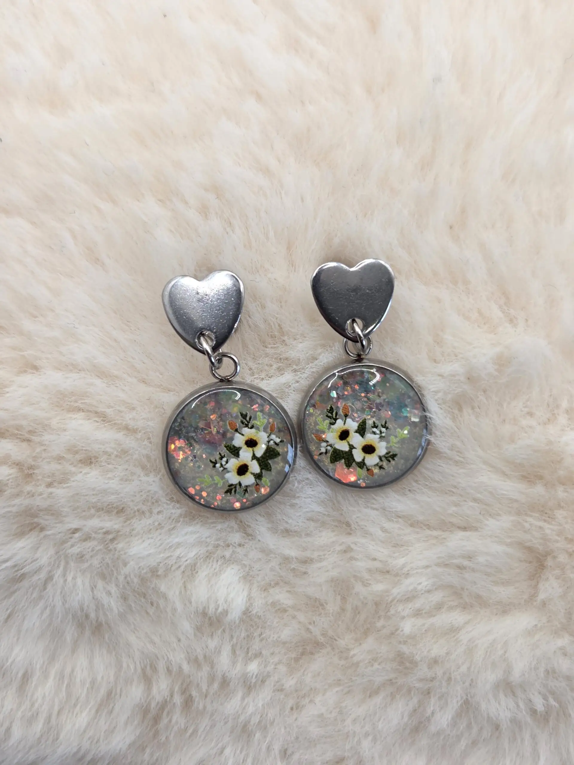 ✨ Boucles d’oreilles cabochon – Fleurs délicates ✨ – Image 2