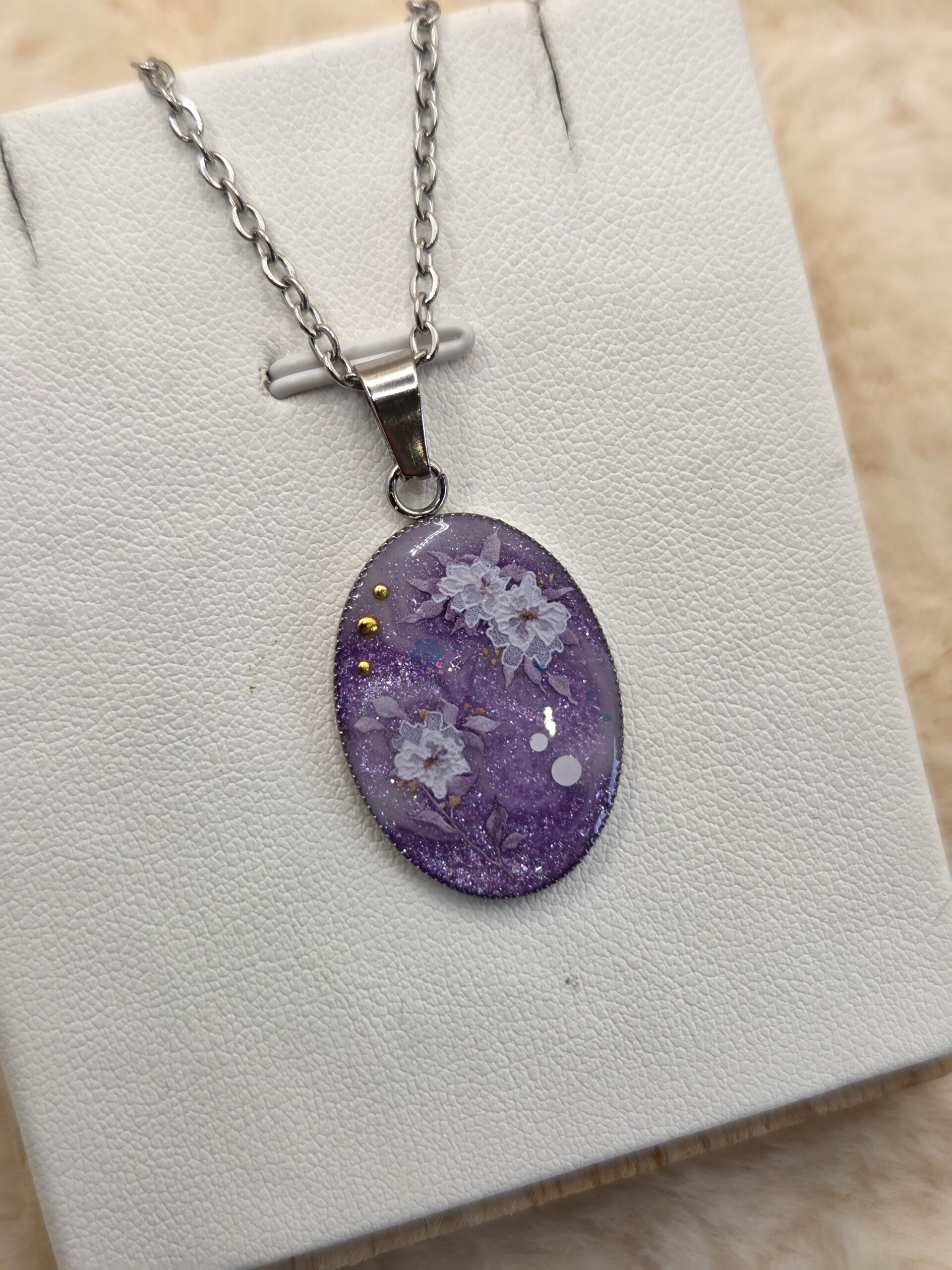 ✨ Pendentif Cabochon Ovale - Violet Scintillant ✨