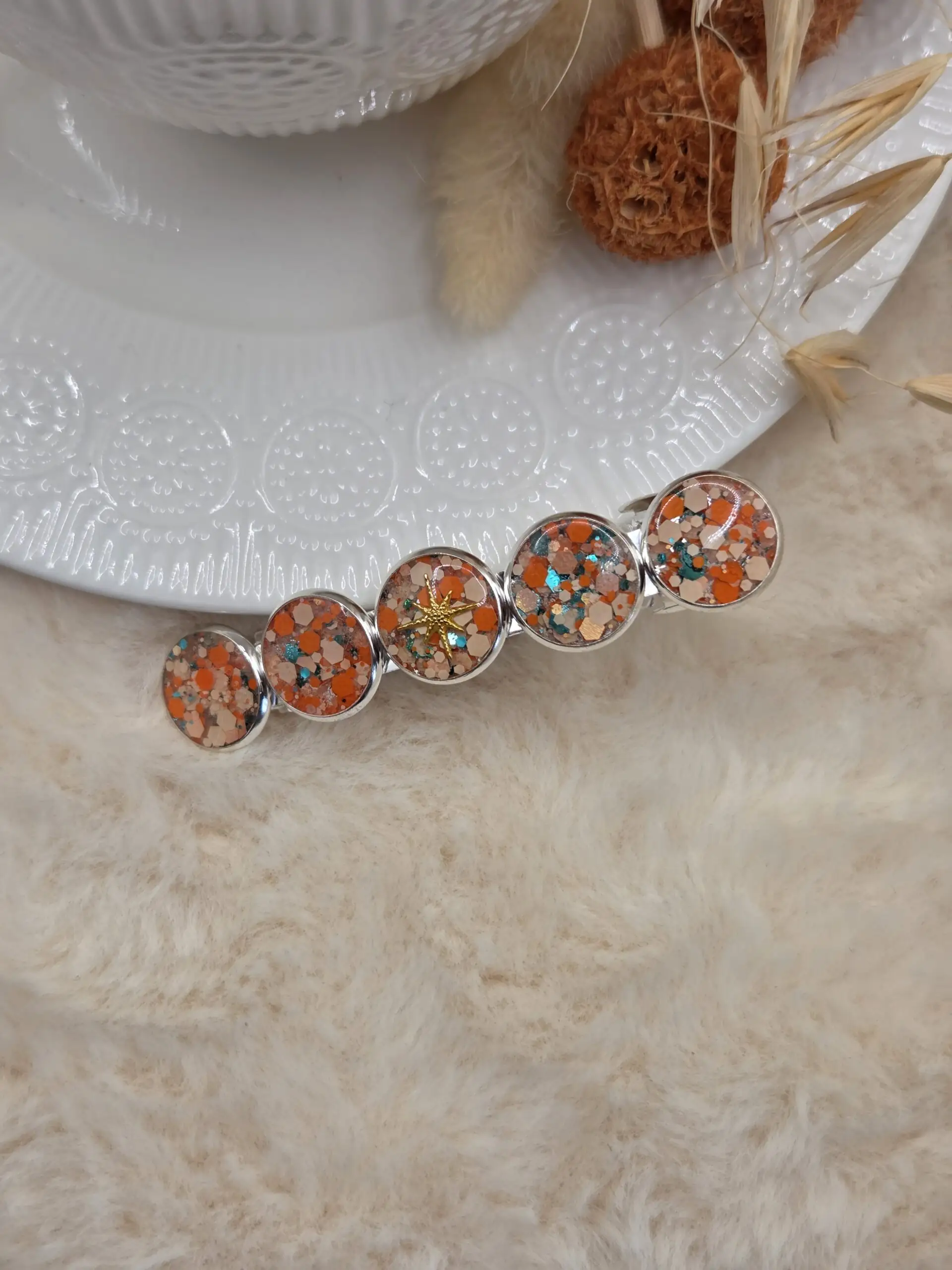 🌟 Barrette 5 cabochons - Un Accessoire Élégant pour Sublimer Votre Coiffure 🌟