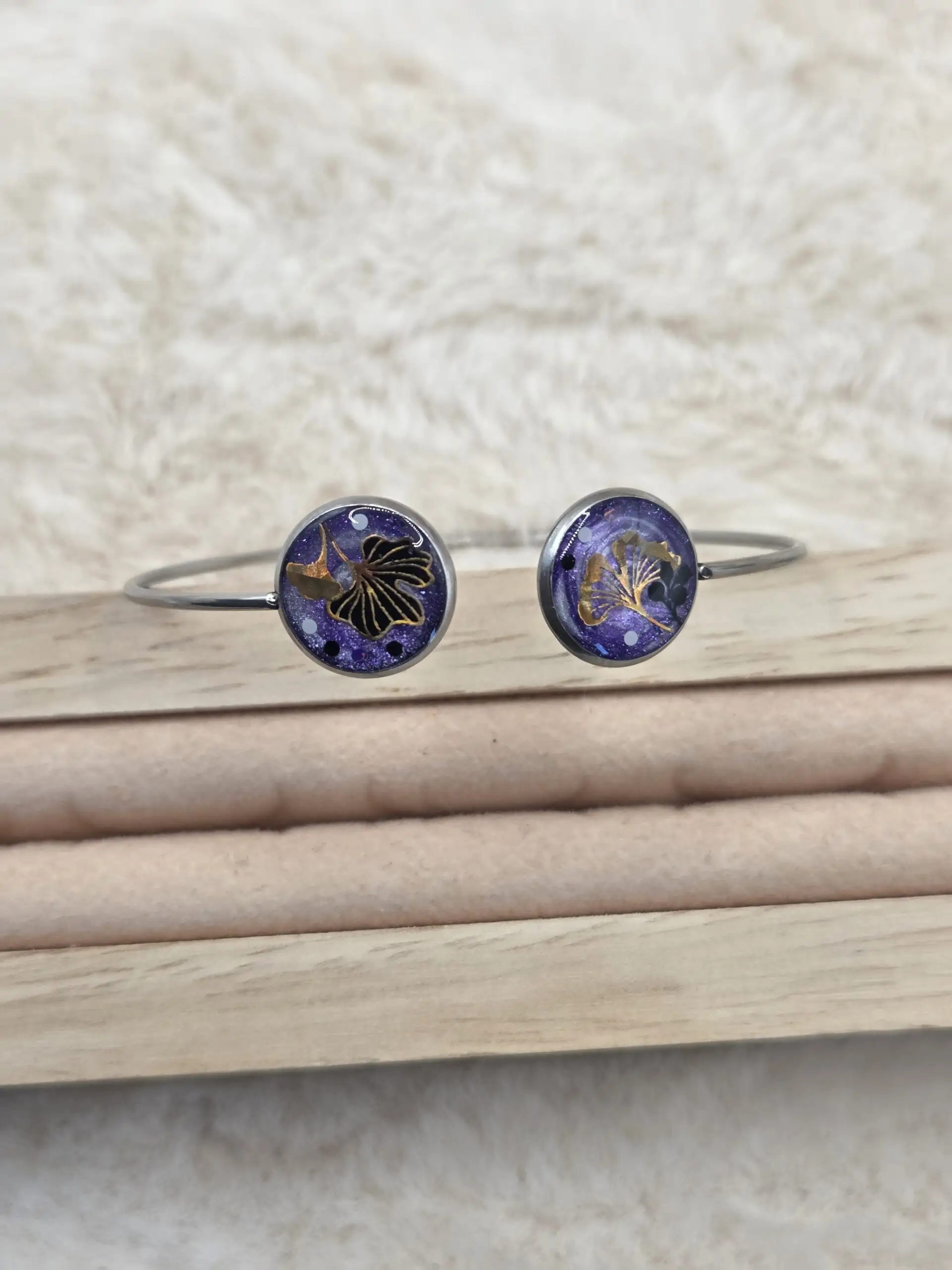 Bracelet réglable en Acier Inoxydable - Double Cabochons 🍂 – Image 2
