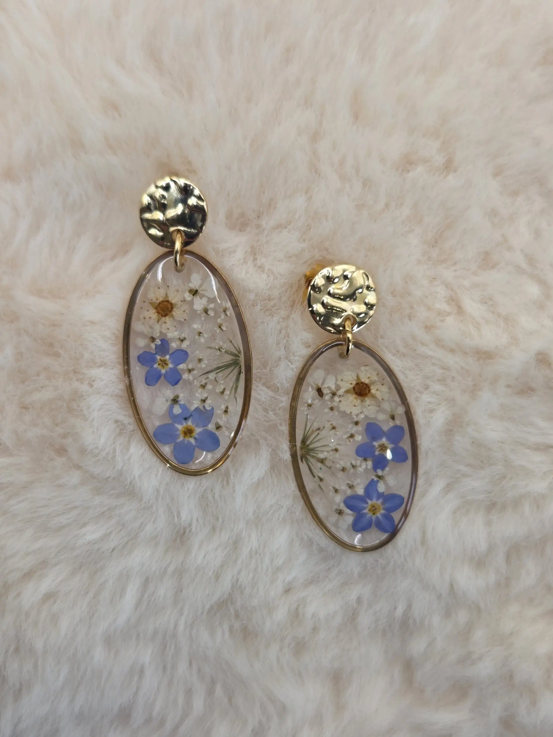 ✨ Boucles d’Oreilles Dorées – Fleurs Séchées Naturelles ✨ – Image 5