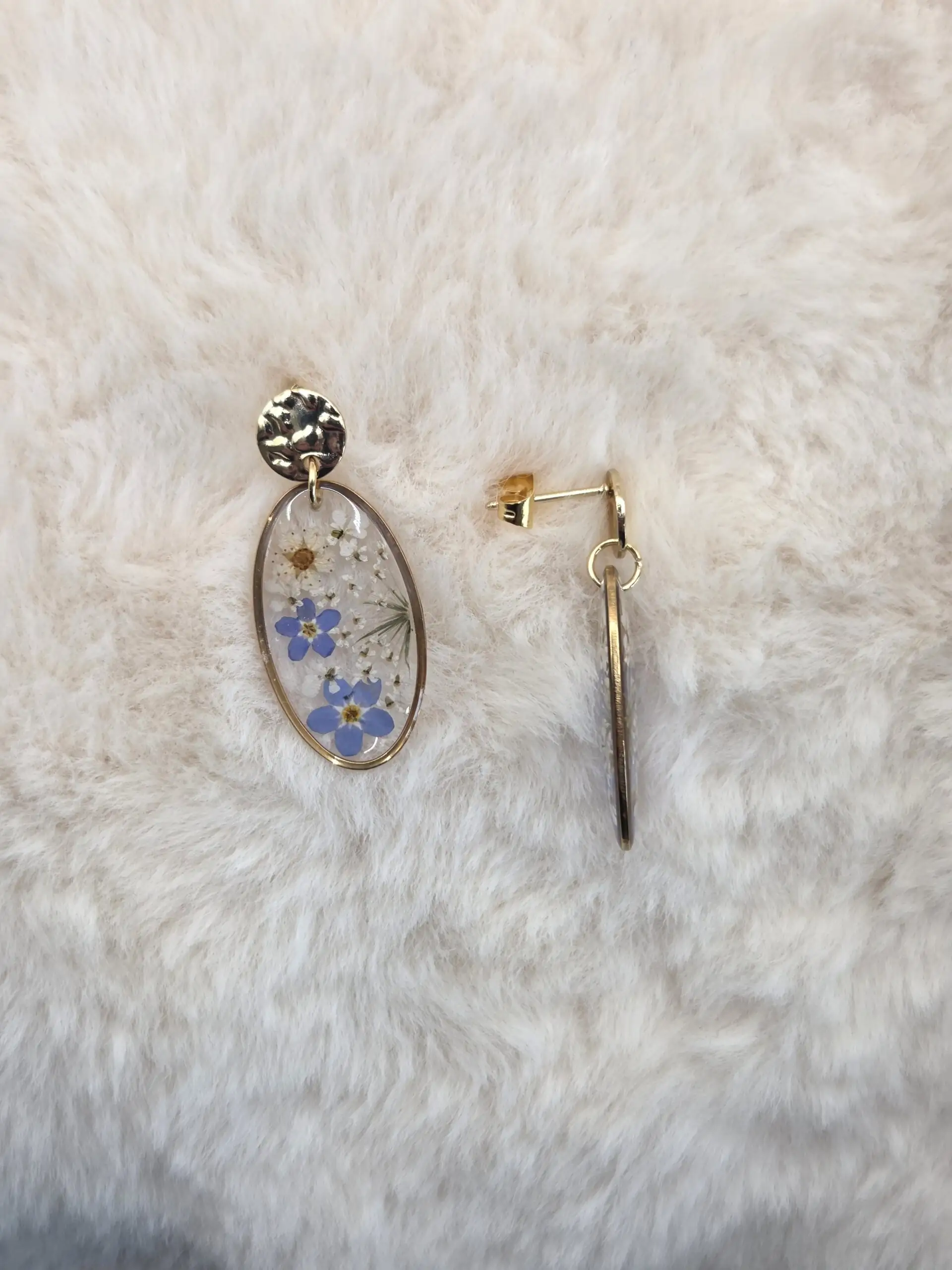 ✨ Boucles d’Oreilles Dorées – Fleurs Séchées Naturelles ✨ – Image 6
