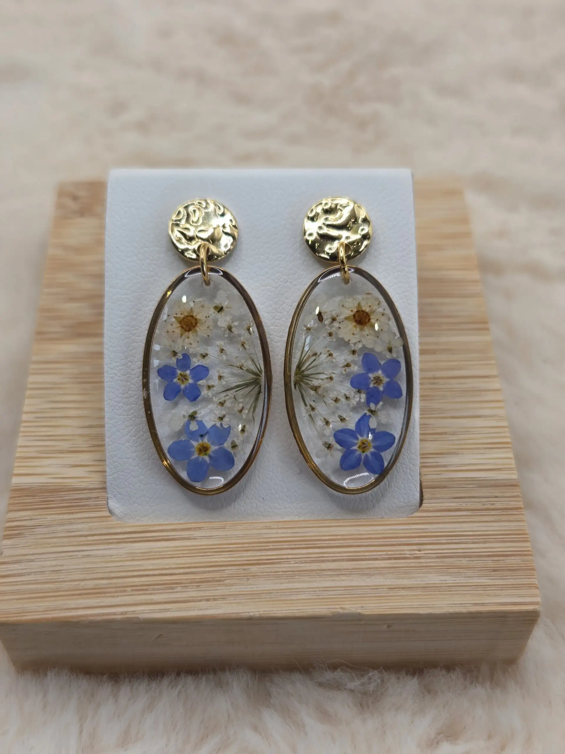 ✨ Boucles d’Oreilles Dorées – Fleurs Séchées Naturelles ✨ – Image 2