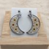 🌙✨ Boucles d’Oreilles Lune – Fleurs Séchées Naturelles ✨🌙