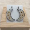 🌙✨ Boucles d’Oreilles Lune – Fleurs Séchées Naturelles ✨🌙