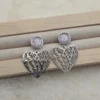 💗 Boucles d’oreilles cœurs ajourés “Mama” & Fleurs Roses – Acier inoxydable 🌸