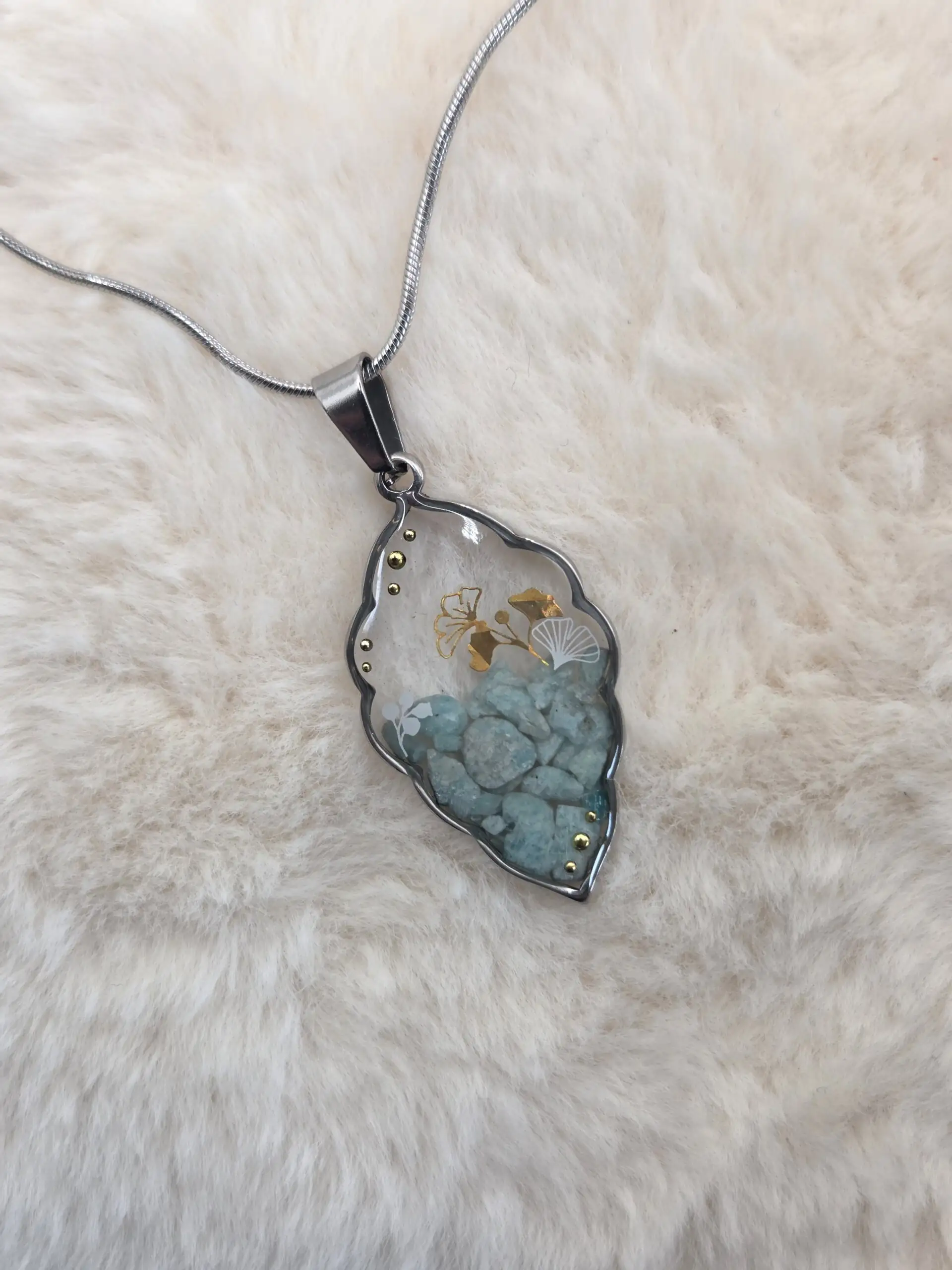 💎 Pendentif Feuille « Amazonite» – Apaisement émotionnel ✨ – Image 2