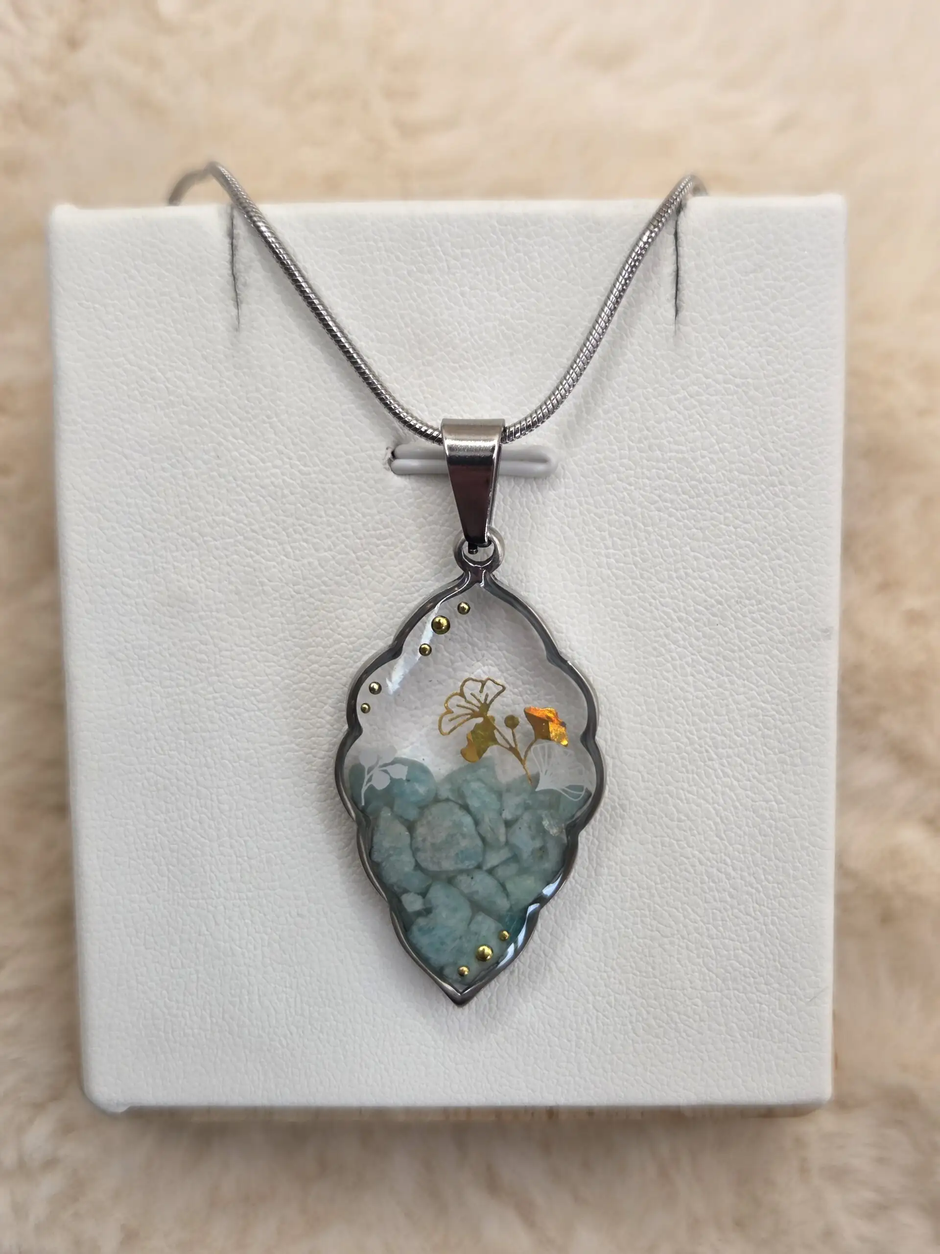 💎 Pendentif Feuille « Amazonite» – Apaisement émotionnel ✨ – Image 3