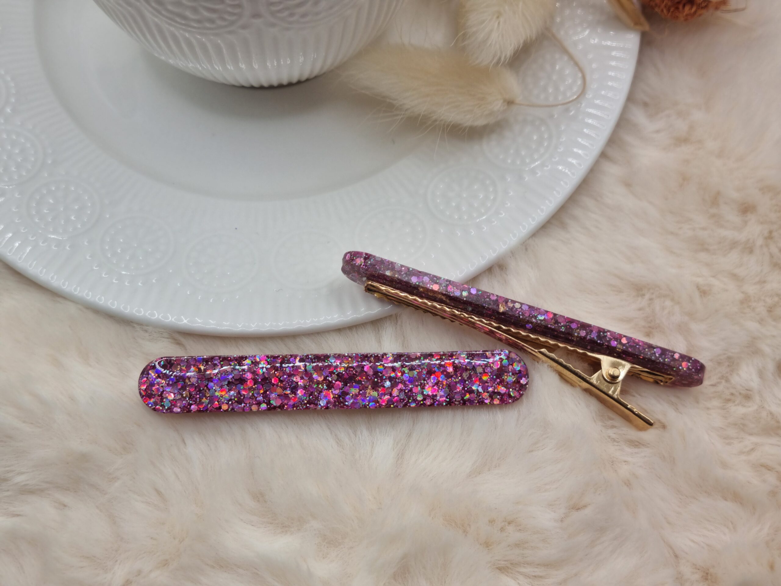 Barrettes rectangles fins arrondis
