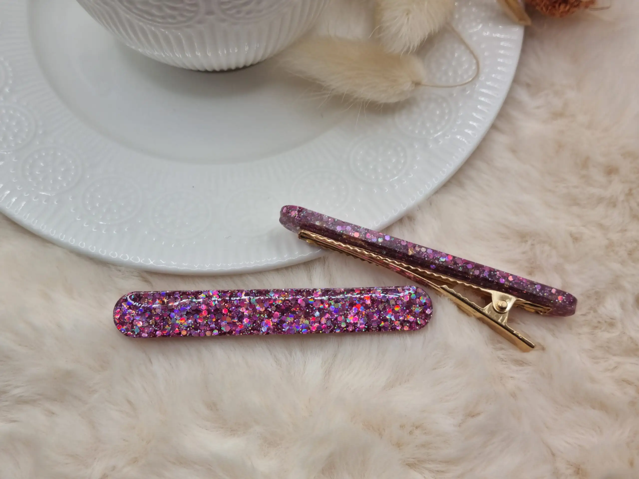 Barrettes rectangles fins arrondis