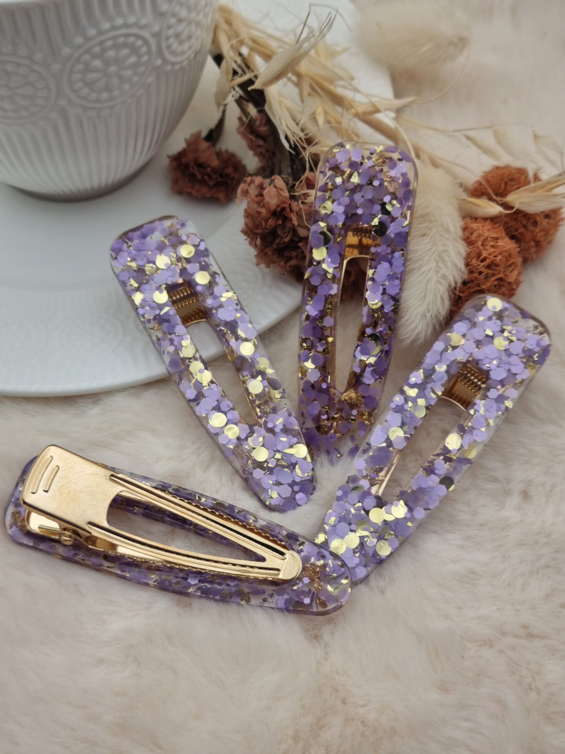 Barrettes triangles arrondies